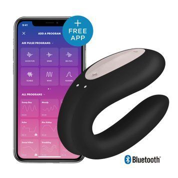 Смарт-вібратор для пар Satisfyer Double Joy Black із широким кліторальним стимулятором SO3898 фото - купити в секс-шопі Чорний Кролик