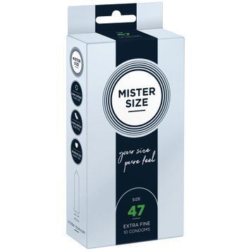 Презервативи Mister Size - pure feel - 47 (10 condoms), товщина 0,05 мм SO8042 фото - купити в секс-шопі Чорний Кролик