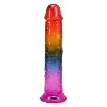 Фалоімітатор Doc Johnson Crystal Jellies - 7.5 Inch Dong - Rainbow SX4444 фото - купити в секс-шопі Чорний Кролик