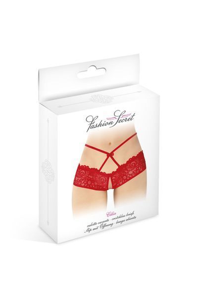 Трусики з відкритим доступом Fashion Secret Celia Red, лямки на талії SX2614 фото - купити в секс-шопі Чорний Кролик