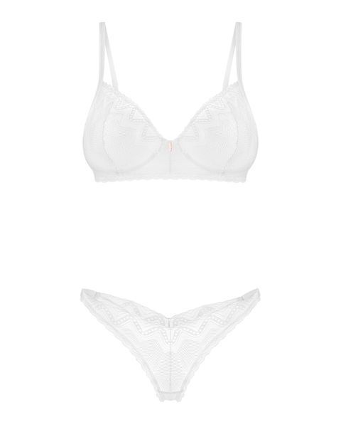 Комплект Obsessive Alissium 2-pcs set, XL/2XL, мереживо, ліф з м&rsquo;якою чашкою, трусики танга SX0605 фото - купити в секс-шопі Чорний Кролик