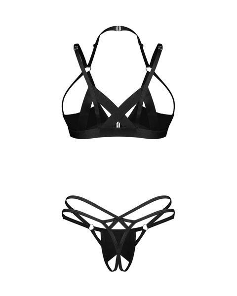 Комплект Obsessive Keira Lise 2-pcs crotchless set S/M SX3099 фото - купити в секс-шопі Чорний Кролик