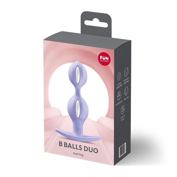 Анальні кульки Fun Factory B BALLS DUO Purple, ефект вібрації, діаметр 3,2 та 3,6 см SX3691 фото - купити в секс-шопі Чорний Кролик