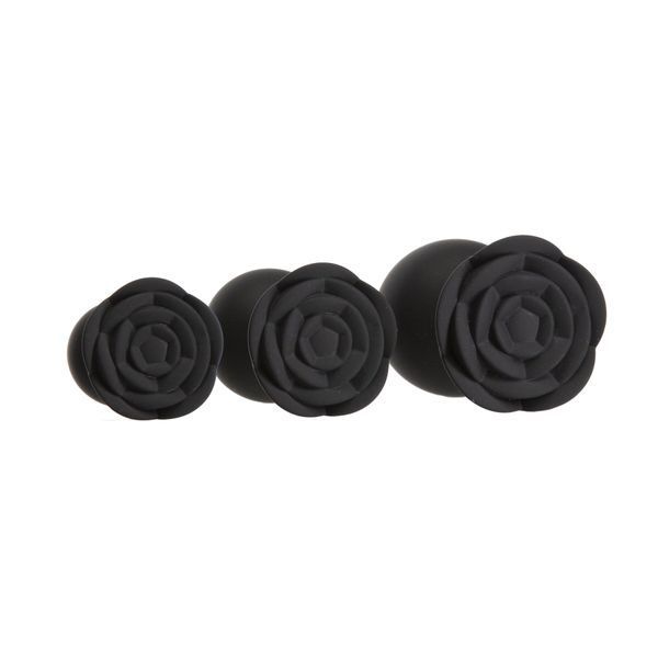 Набір силіконових анальних пробок BMS Roses Til&rsquo; Dawn Silicone Anal Plug Kit Starter Kit Black SX3150 фото - купити в секс-шопі Чорний Кролик