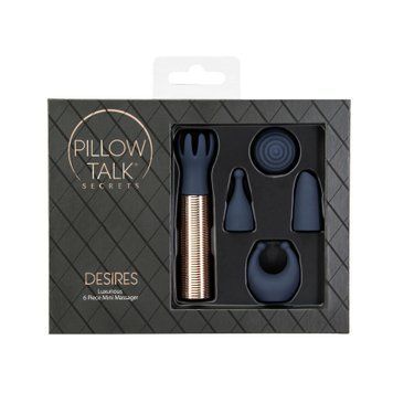 Вібромасажер Pillow Talk Secrets Desires 6-Piece Mini Massager Set - Navy SO7750 фото - купити в секс-шопі Чорний Кролик