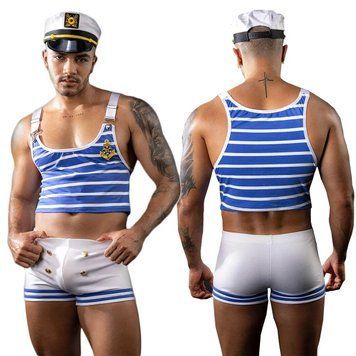 Еротичний костюм моряка JSY &laquo;Милашка Нік&raquo; One Size, топ, шорти, кепка SX0431 фото - купити в секс-шопі Чорний Кролик