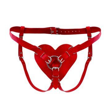 Трусики Серце для страпону з натуральної шкіри Feral Feelings - Hearts Strap-on Belt Red SO9419 фото - купити в секс-шопі Чорний Кролик
