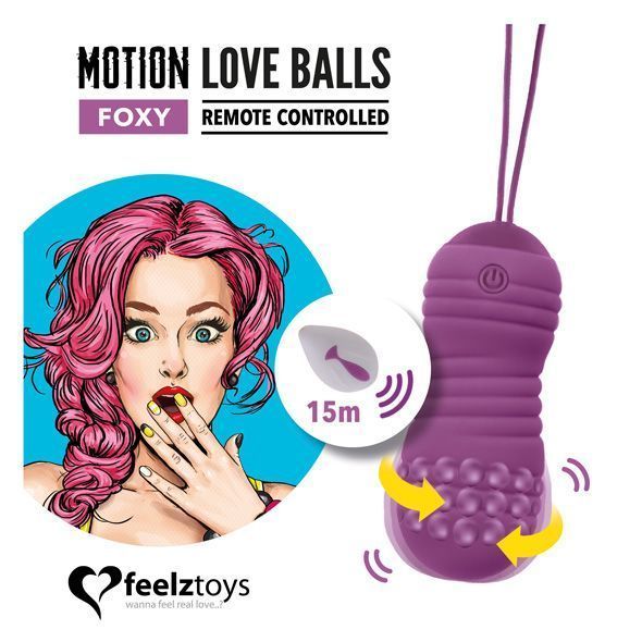 Вагінальні кульки з перлинним масажем FeelzToys Motion Love Balls Foxy з пультом ДК, 7 режимів SO3854 фото - купити в секс-шопі Чорний Кролик