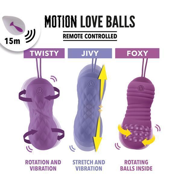 Вагінальні кульки з перлинним масажем FeelzToys Motion Love Balls Foxy з пультом ДК, 7 режимів SO3854 фото - купити в секс-шопі Чорний Кролик