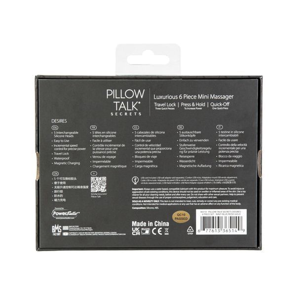 Вібромасажер Pillow Talk Secrets Desires 6-Piece Mini Massager Set - Navy SO7750 фото - купити в секс-шопі Чорний Кролик