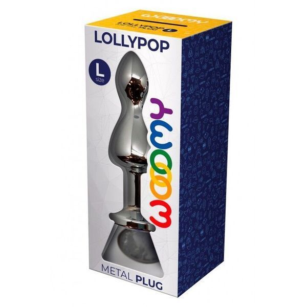 Металева анальна пробка Wooomy Lollypop Double Ball Metal Plug L, діаметр 3,5 см, довжина 10,5 см SO7421 фото - купити в секс-шопі Чорний Кролик