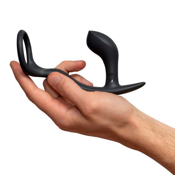 Анальна пробка з ерекційним кільцем Fun Factory BOOTIE RING slate SX0972 фото - купити в секс-шопі Чорний Кролик