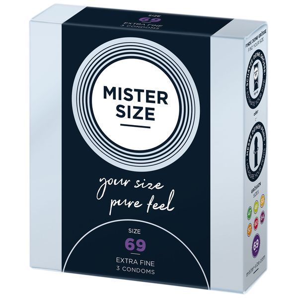 Презервативи Mister Size - pure feel - 69 (3 condoms), товщина 0,05 мм SO8038 фото - купити в секс-шопі Чорний Кролик