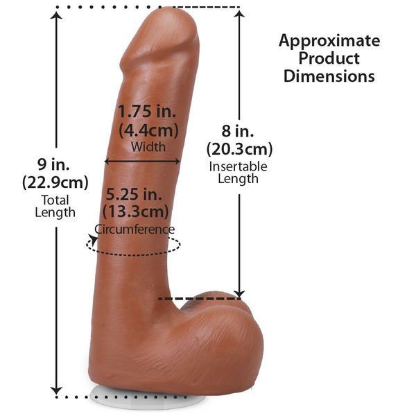 Фалоімітатор Doc Johnson The Realistic Cock ULTRASKYN - 9 Inch with Balls Caramel SX4451 фото - купити в секс-шопі Чорний Кролик