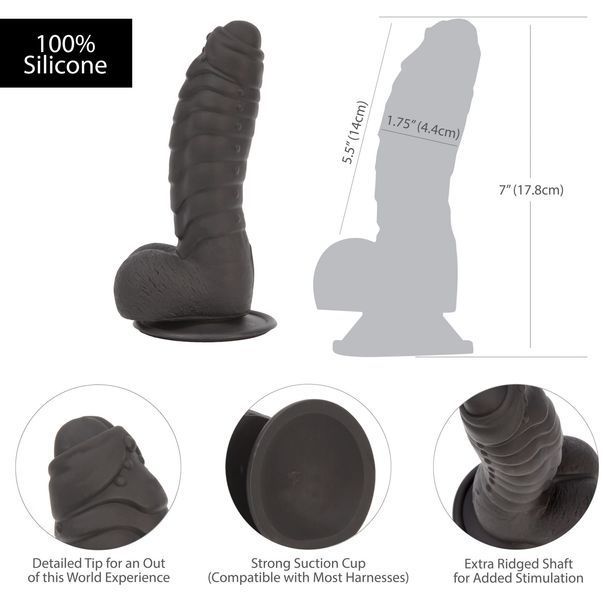 Фалоімітатор ADDICTION Ben 7" Dildo With Balls Black, віброкуля в подарунок SX3156 фото - купити в секс-шопі Чорний Кролик