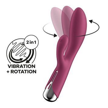Вібратор-кролик з ротацією Satisfyer Spinning Rabbit 1 Red, 3 мотори SX0561 фото - купити в секс-шопі Чорний Кролик