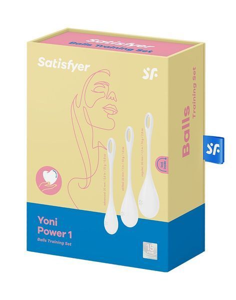 Набір йоні намистин Satisfyer Yoni Power 1 White, діаметр 2-2,5-3см, вага 22-46-74гр SO6735 фото - купити в секс-шопі Чорний Кролик