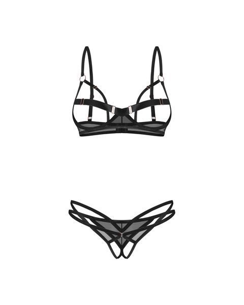 Комплект Obsessive Euridia 2-pcs crotchless set XS/S SX3583 фото - купити в секс-шопі Чорний Кролик