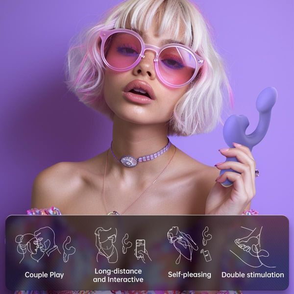 Смарт-вібратор Magic Motion Ponder Purple, подвійна стимуляція, віброяйце+язичок для клітора SX3228 фото - купити в секс-шопі Чорний Кролик
