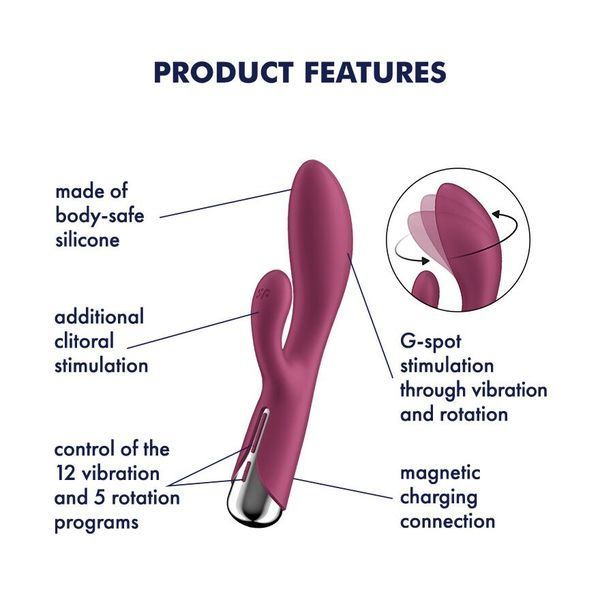 Вібратор-кролик з ротацією Satisfyer Spinning Rabbit 1 Red, 3 мотори SX0561 фото - купити в секс-шопі Чорний Кролик