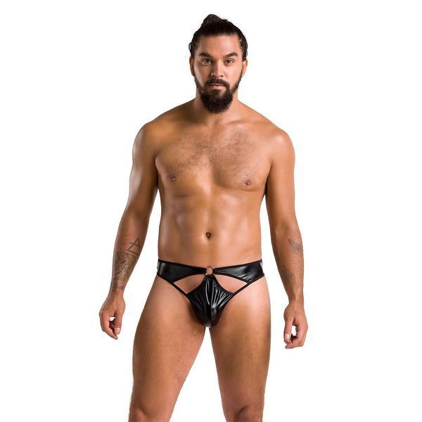 Чоловічі стринги Passion 033 THONG PAUL L/XL Black, під латекс SO7570 фото - купити в секс-шопі Чорний Кролик