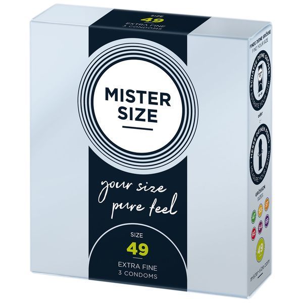 Презервативи Mister Size - pure feel - 49 (3 condoms), товщина 0,05 мм SO8033 фото - купити в секс-шопі Чорний Кролик