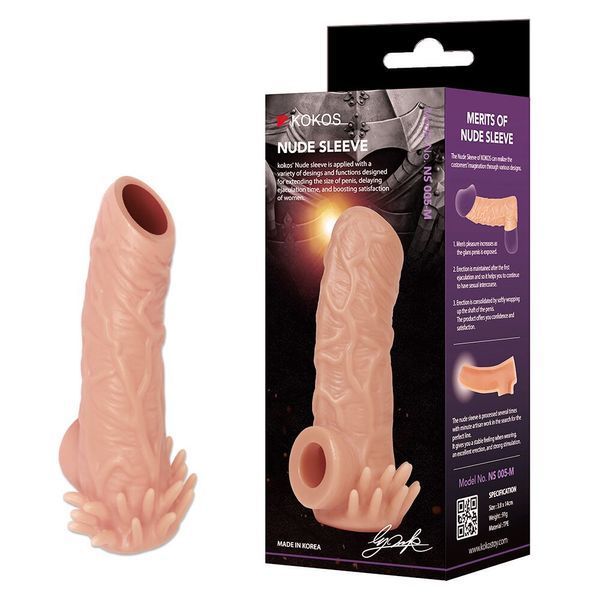 Насадка на член Kokos Nude Sleeve NS 005 M SX1479 фото - купити в секс-шопі Чорний Кролик