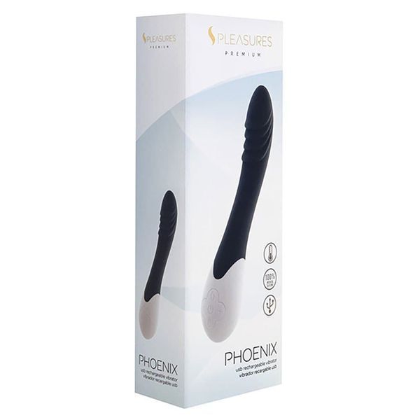 Вібратор S Pleasures Premium Phoenix, для точки G, чорний, водостійкий, 16 видів вібрації, нагрів SX1614 фото - купити в секс-шопі Чорний Кролик