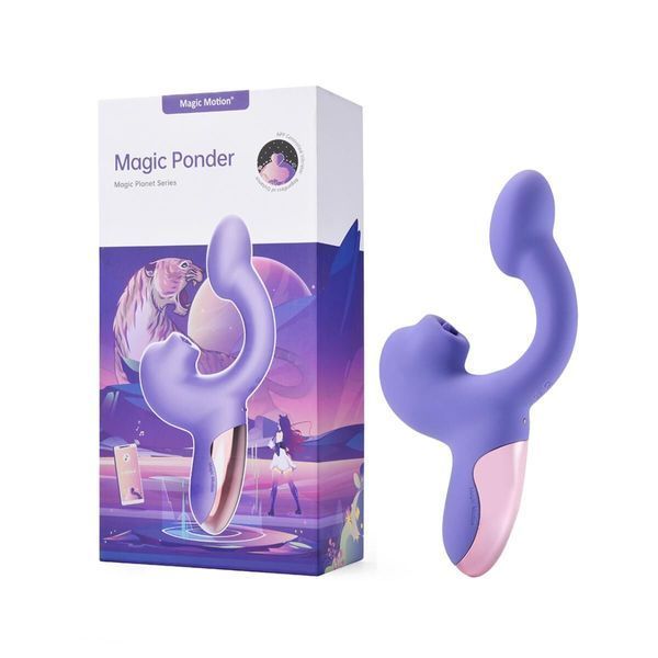 Смарт-вібратор Magic Motion Ponder Purple, подвійна стимуляція, віброяйце+язичок для клітора SX3228 фото - купити в секс-шопі Чорний Кролик