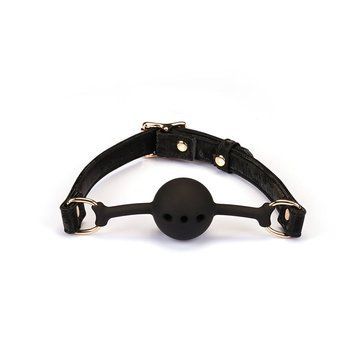 Повітропроникний кляп Liebe Seele Boudoir Amor Ball Gag Black, силіконова кулька, діаметр 4,3 см SX1667 фото - купити в секс-шопі Чорний Кролик