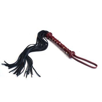 Флогер Liebe Seele Wine Red Studded Flogger, натуральна шкіра SO9466 фото - купити в секс-шопі Чорний Кролик