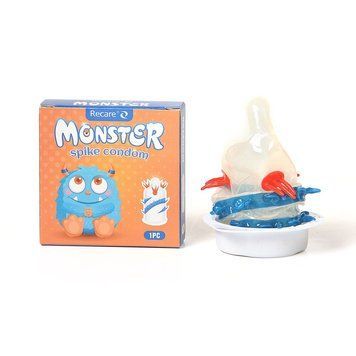 Насадка на член Recare Blue Monster Spike Condom (презерватив з вусиками та спіраллю шипів) SX3341 фото - купити в секс-шопі Чорний Кролик