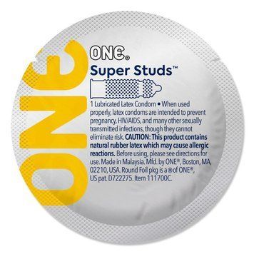 Презерватив ONE Super Studs, 1 шт, з точковим рельєфом, зі змазкою SX0777 фото - купити в секс-шопі Чорний Кролик