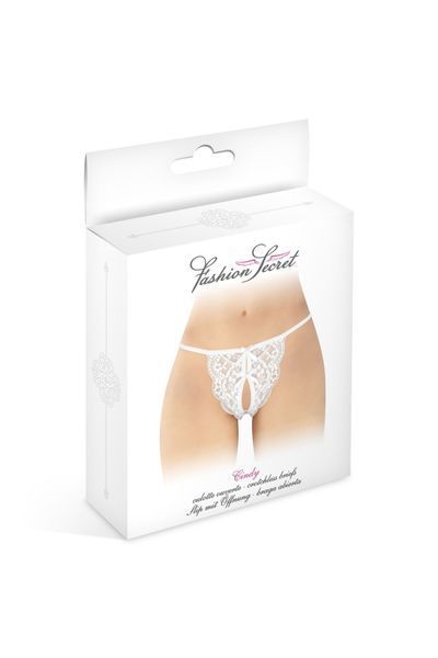 Трусики з відкритим доступом Fashion Secret Cindy White, мереживо з бантиком SX2622 фото - купити в секс-шопі Чорний Кролик