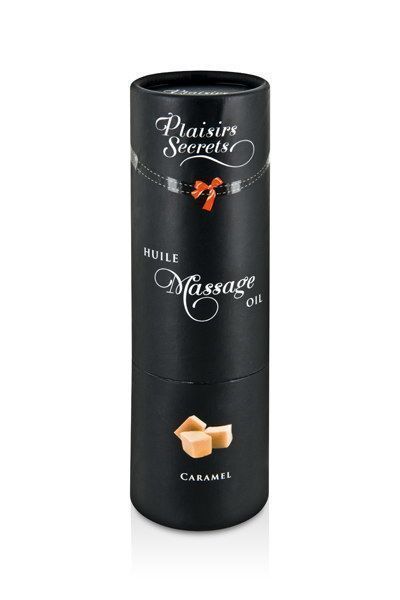 Масажна олія Plaisirs Secrets Caramel (59 мл) з афродизіаками, їстівна, подарункове паковання SO1837 фото - купити в секс-шопі Чорний Кролик
