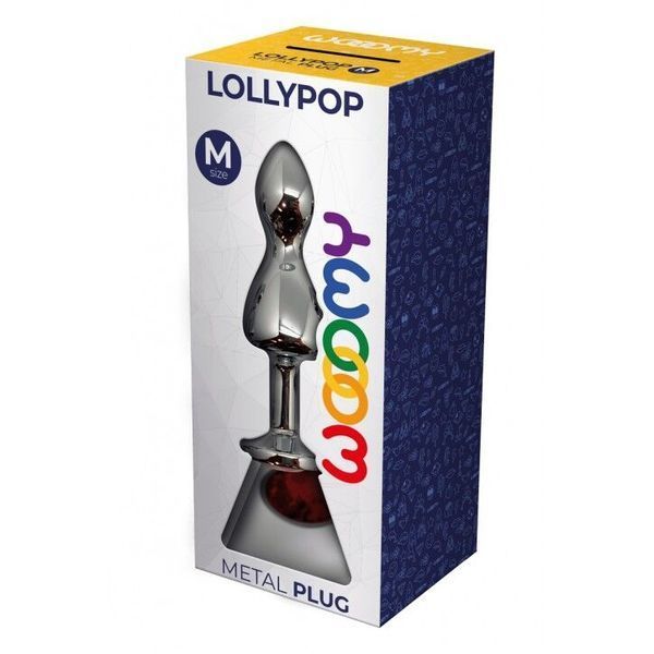 Металева анальна пробка Wooomy Lollypop Double Ball Metal Plug Red M, діаметр 3,1 см, довжина 9,4 см SO7423 фото - купити в секс-шопі Чорний Кролик