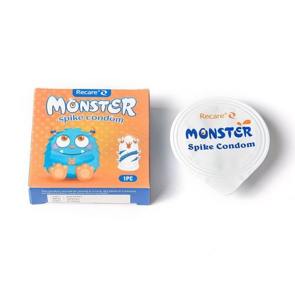 Насадка на член Recare Blue Monster Spike Condom (презерватив з вусиками та спіраллю шипів) SX3341 фото - купити в секс-шопі Чорний Кролик