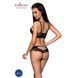 Комплект з еко-шкіри та мережива Passion LOONA SET L/XL, black, бра і трусики SO5361 фото 2