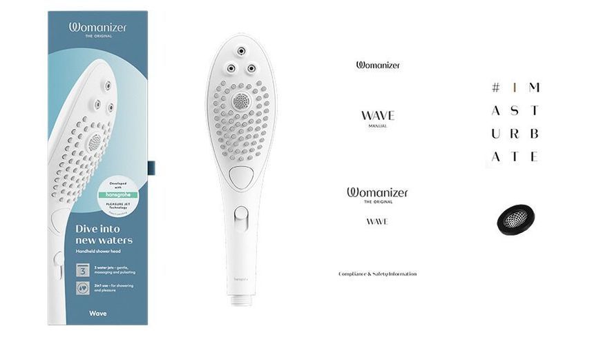 Насадка-стимулятор для душу 2в1 Womanizer Wave White, масажер для інтимних зон SO8764 фото - купити в секс-шопі Чорний Кролик