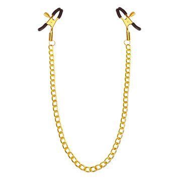 Затискачі для сосків з ланцюжком Feral Feelings - Nipple clamps Classic, золото/чорний SO8255 фото - купити в секс-шопі Чорний Кролик