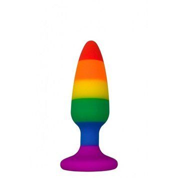 Силіконова анальна пробка Wooomy Hiperloo Silicone Rainbow Plug S, діаметр 2,4 см, довжина 9 см SO7424 фото - купити в секс-шопі Чорний Кролик
