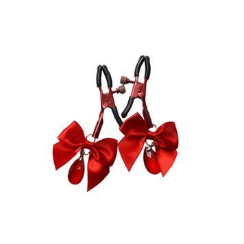 Затискачі для сосків з регулюванням Art of Sex - Flirty Bow, колір червоний SX3766 фото - купити в секс-шопі Чорний Кролик