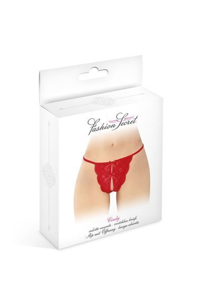 Трусики з відкритим доступом Fashion Secret Cindy Red, мереживо з бантиком SX2623 фото - купити в секс-шопі Чорний Кролик