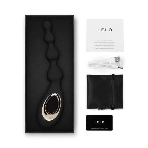 Анальне намисто з вібрацією LELO Soraya Beads Black, різний діаметр намистин, 8 режимів SO9531 фото - купити в секс-шопі Чорний Кролик