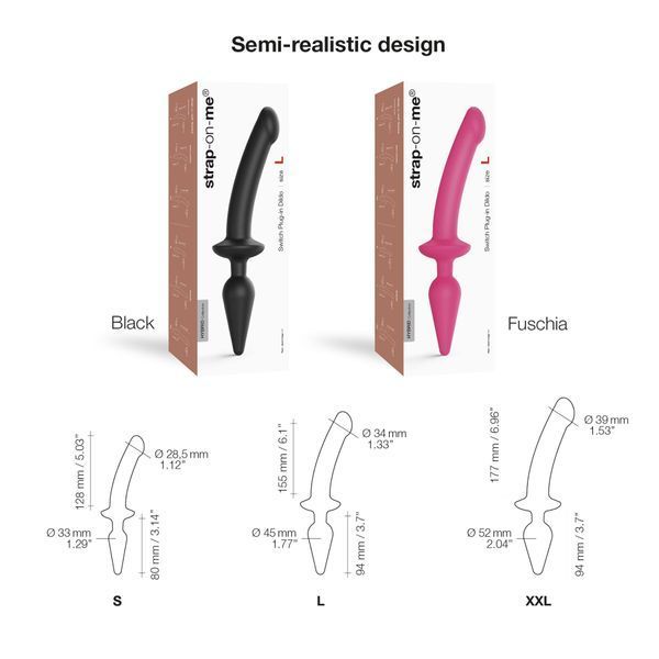 Анальна пробка з дилдо 2в1 Strap-On-Me SWITCH PLUG-IN DILDO Fuchsia L, діаметр 4,5/3,4 см SO6829 фото - купити в секс-шопі Чорний Кролик