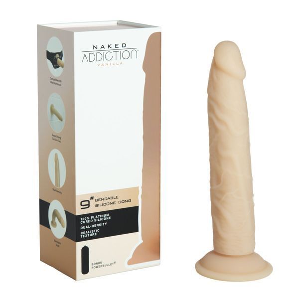 Фалоімітатор Naked Addiction &ndash; 9&rdquo; Silicone Dual Density Bendable Dildo - Vanilla SO8906 фото - купити в секс-шопі Чорний Кролик