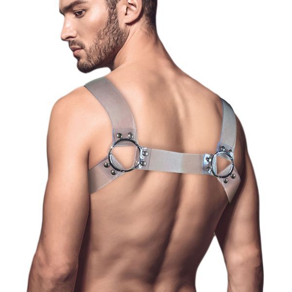 Чоловіча портупея на груди Feral Feelings - Bulldog Harness Trasparent SO9305 фото - купити в секс-шопі Чорний Кролик