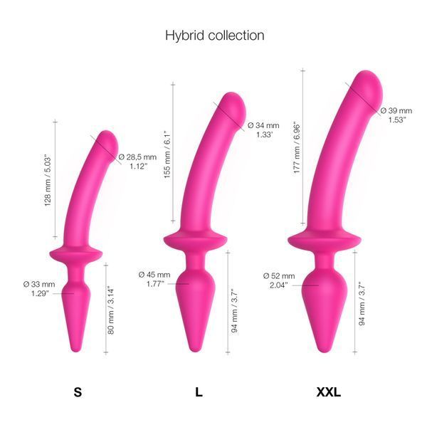 Анальна пробка з дилдо 2в1 Strap-On-Me SWITCH PLUG-IN DILDO Fuchsia L, діаметр 4,5/3,4 см SO6829 фото - купити в секс-шопі Чорний Кролик