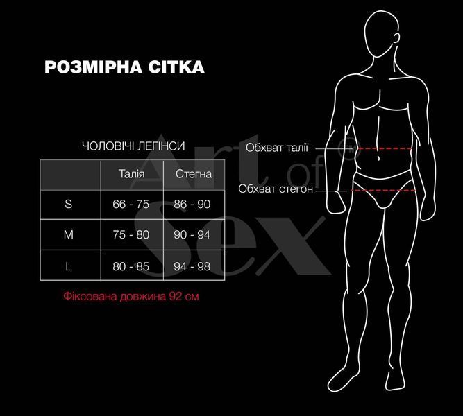 Чоловічі легінси Art of Sex - Matthias, колір чорний з матовим ефектом, розмір S SX3533 фото - купити в секс-шопі Чорний Кролик