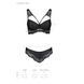 Комплект з еко-шкіри та мережива Passion LOONA SET S/M, black, бра і трусики SO5362 фото 7
